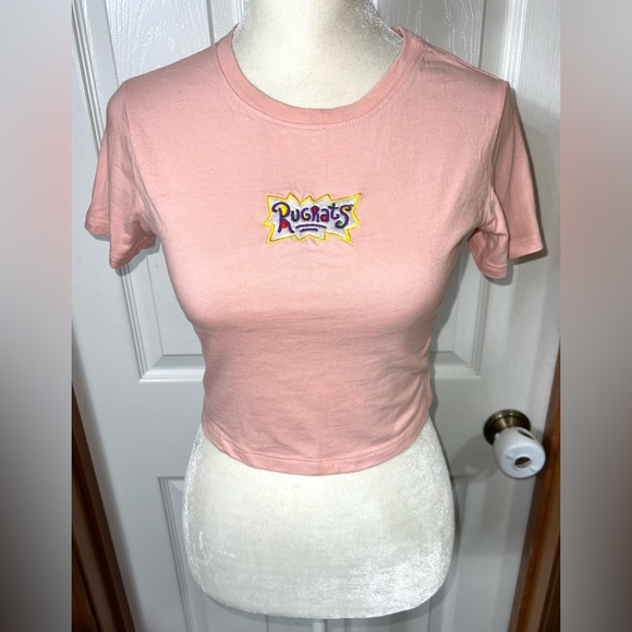 (READ) Rugrats Nickelodeon Graphic Tee Crop Top Pink/Multicolor Women’s Size XS - Picture 2 of 5